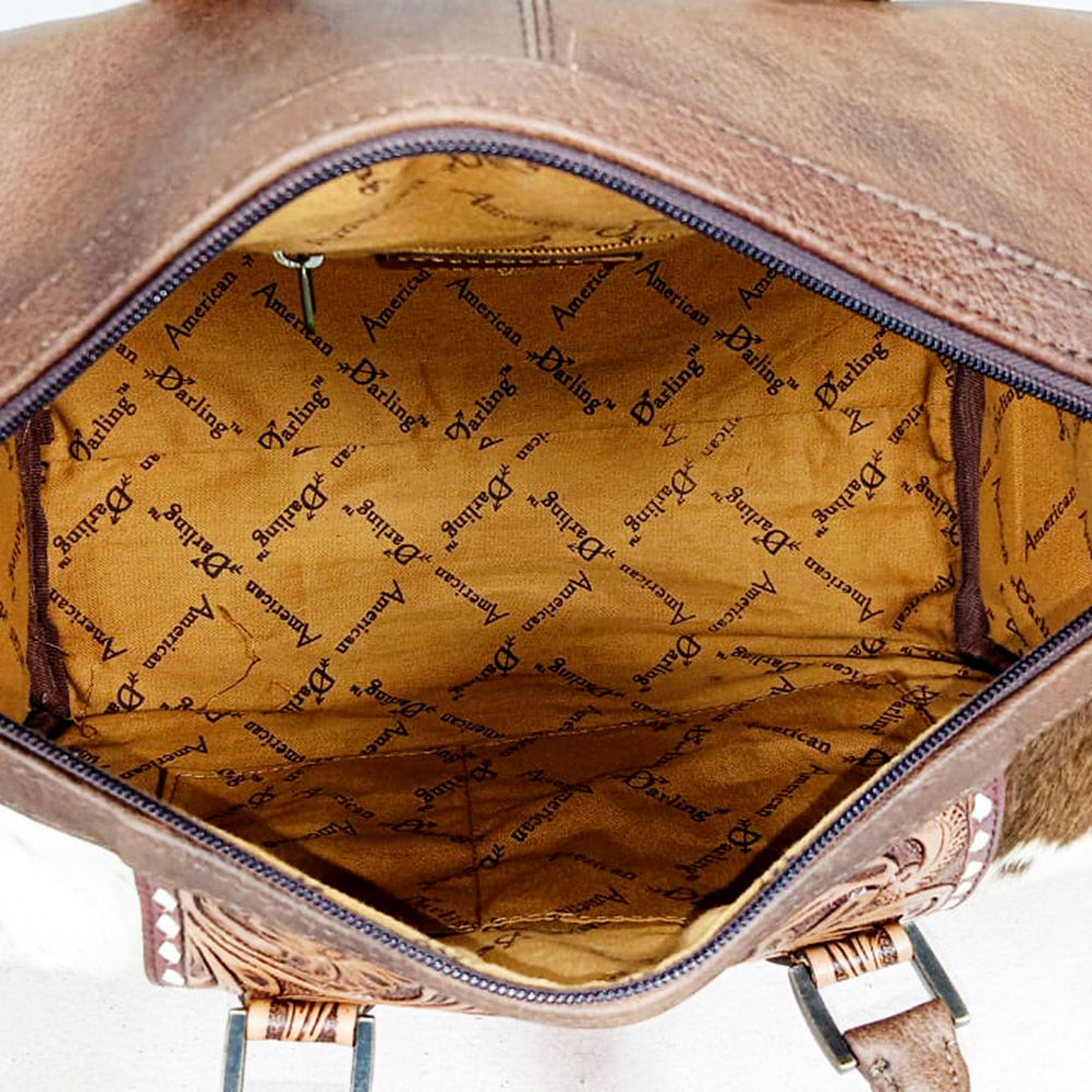 ADBG1878 Speedy Hand Tooled Hair on Genuine Leather Women Bag