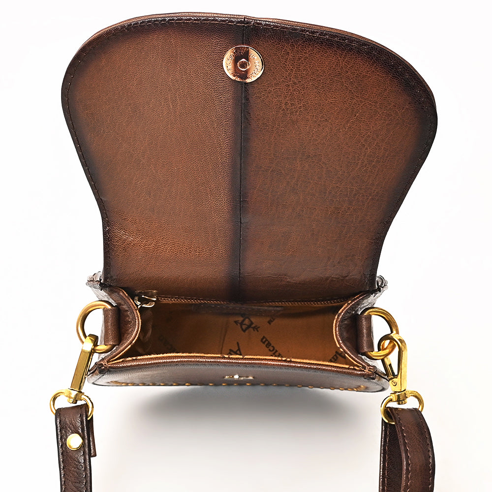 ADBGM850 American Darling Western Leather Cross body Bag with Rivetted Trim and Equestrian Bit