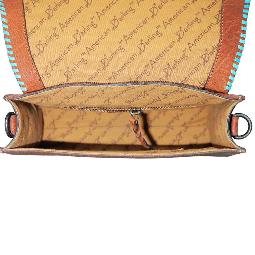 ADBGZ941 Clutch Hand Tooled Hair on Genuine Leather Women Bag