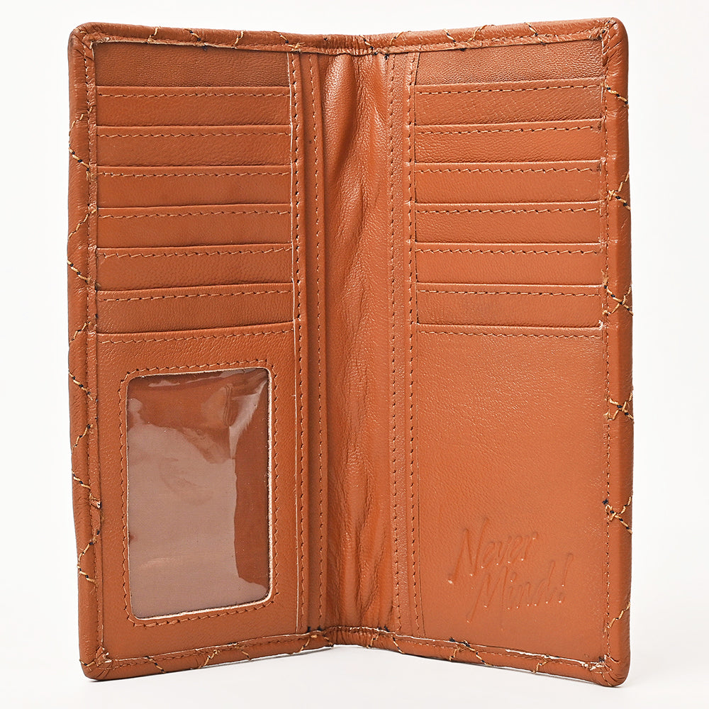 NMBGM221 Never Mind Diamond Quilted Leather Long Bifold Wallet