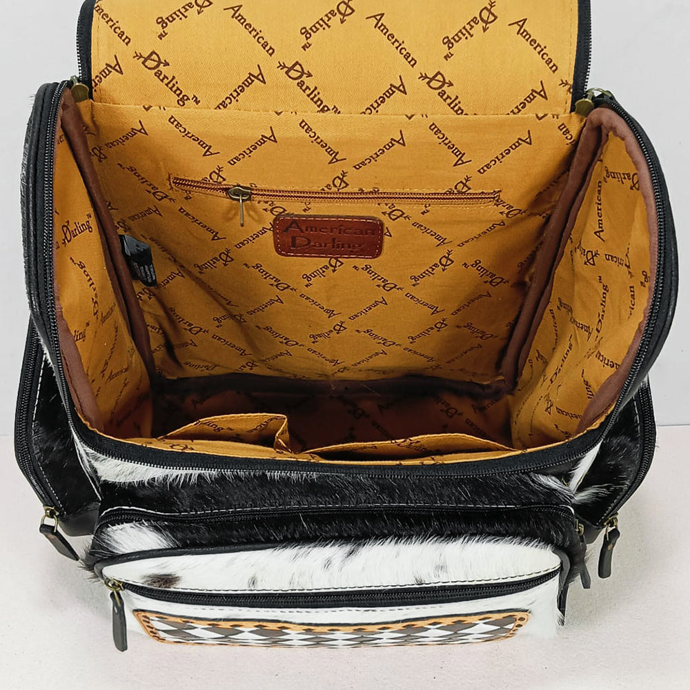 OHG205 Backpack Hand Tooled Hair on Genuine Western Leather Women Bag