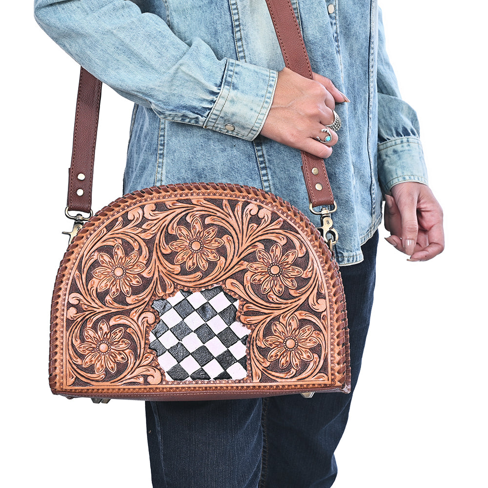 OHA157 Crossbody Hand Tooled Genuine Western Leather Women Bag