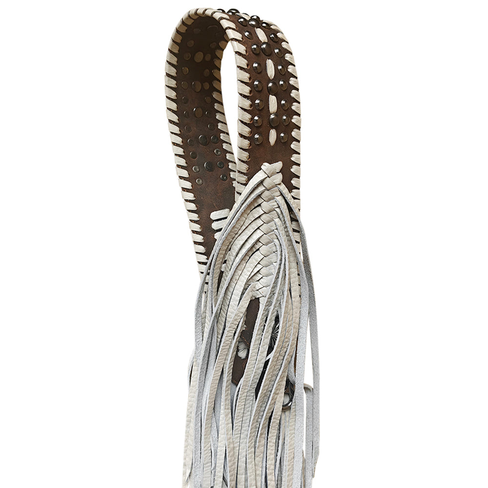 ADSTM112 American Darling Leather Fringe Buckstitch Studded Western Purse Strap