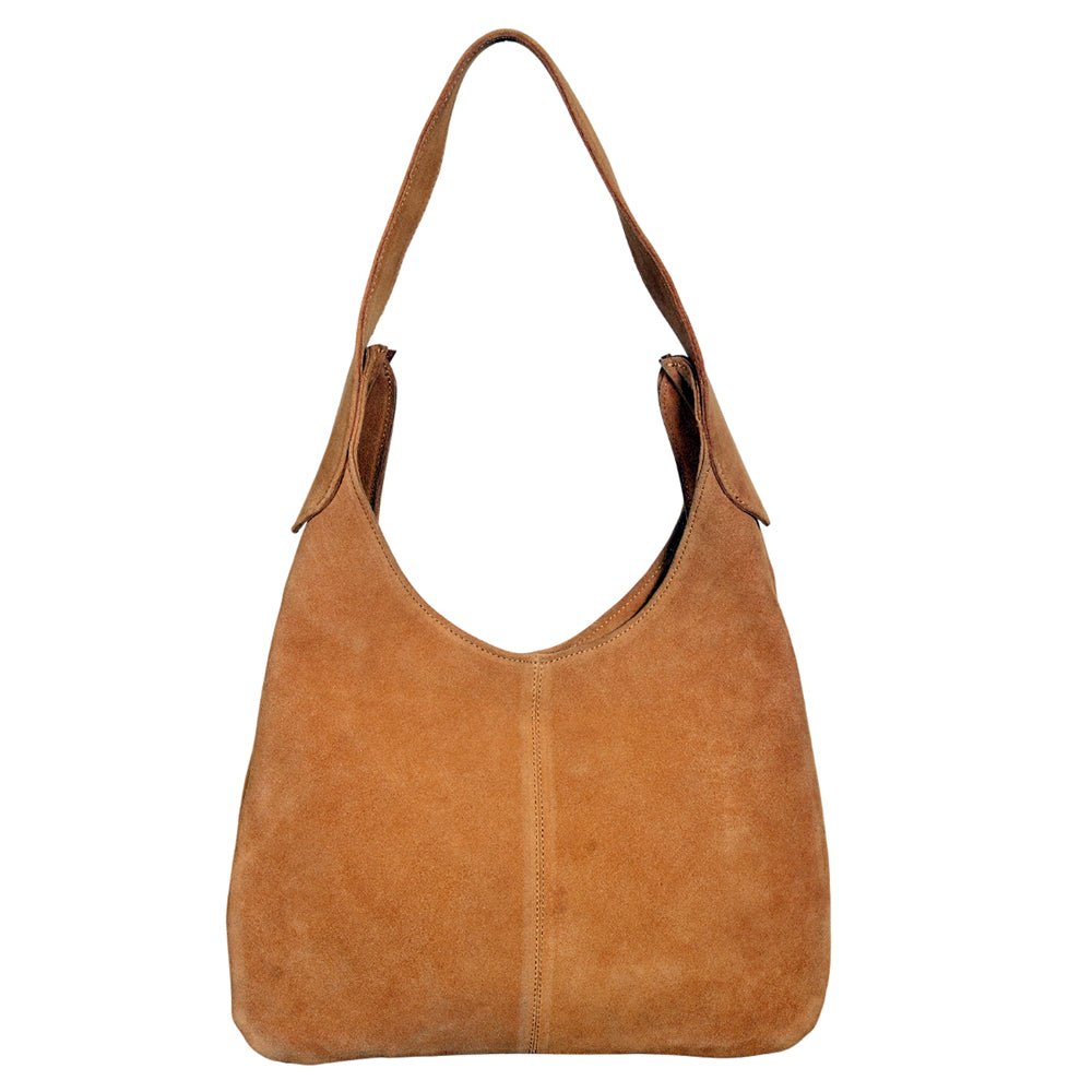 ADBGA1099 Western Genuine Suede Hobo Bag with Embroidered Pioneer Scenes