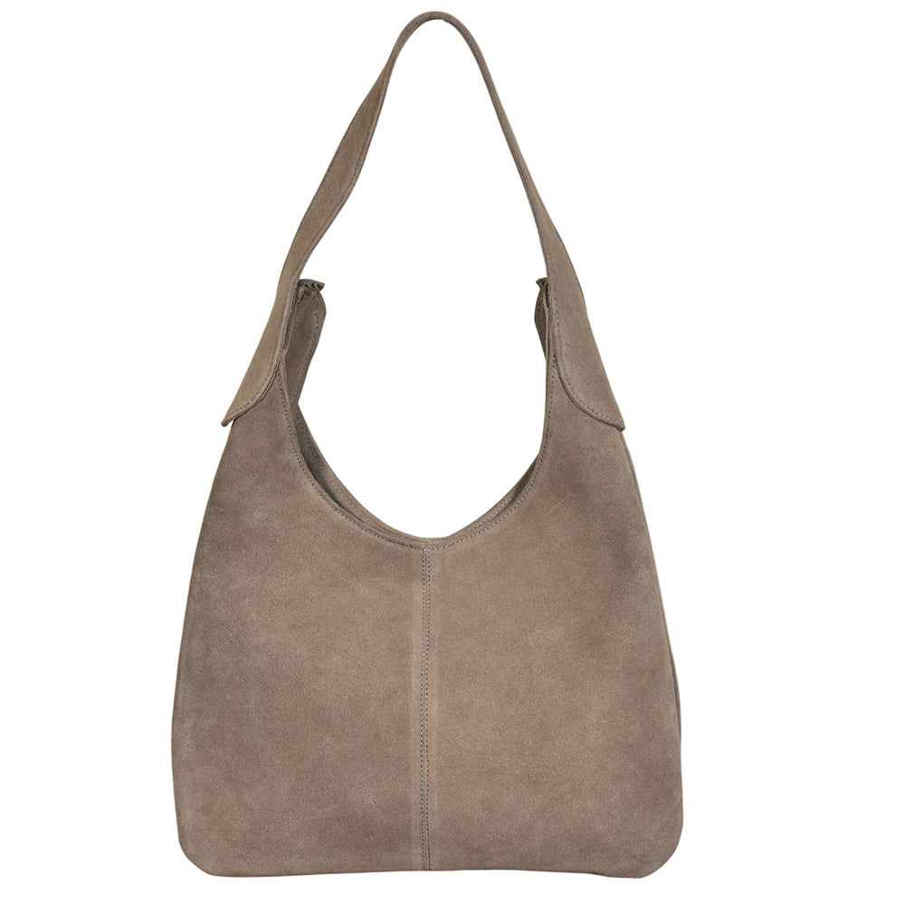 ADBGA1102 Genuine Suede Western Hobo Bag with Pioneer Wagon & Cactus Embroidery