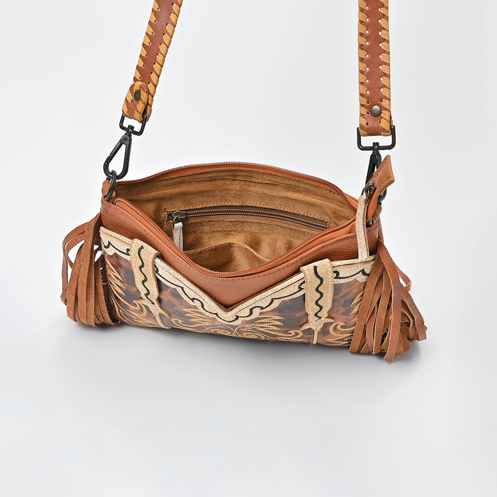 ADBGZ1103 American Darling Genuine Leather Embroidered Western Fringe Crossbody Bag