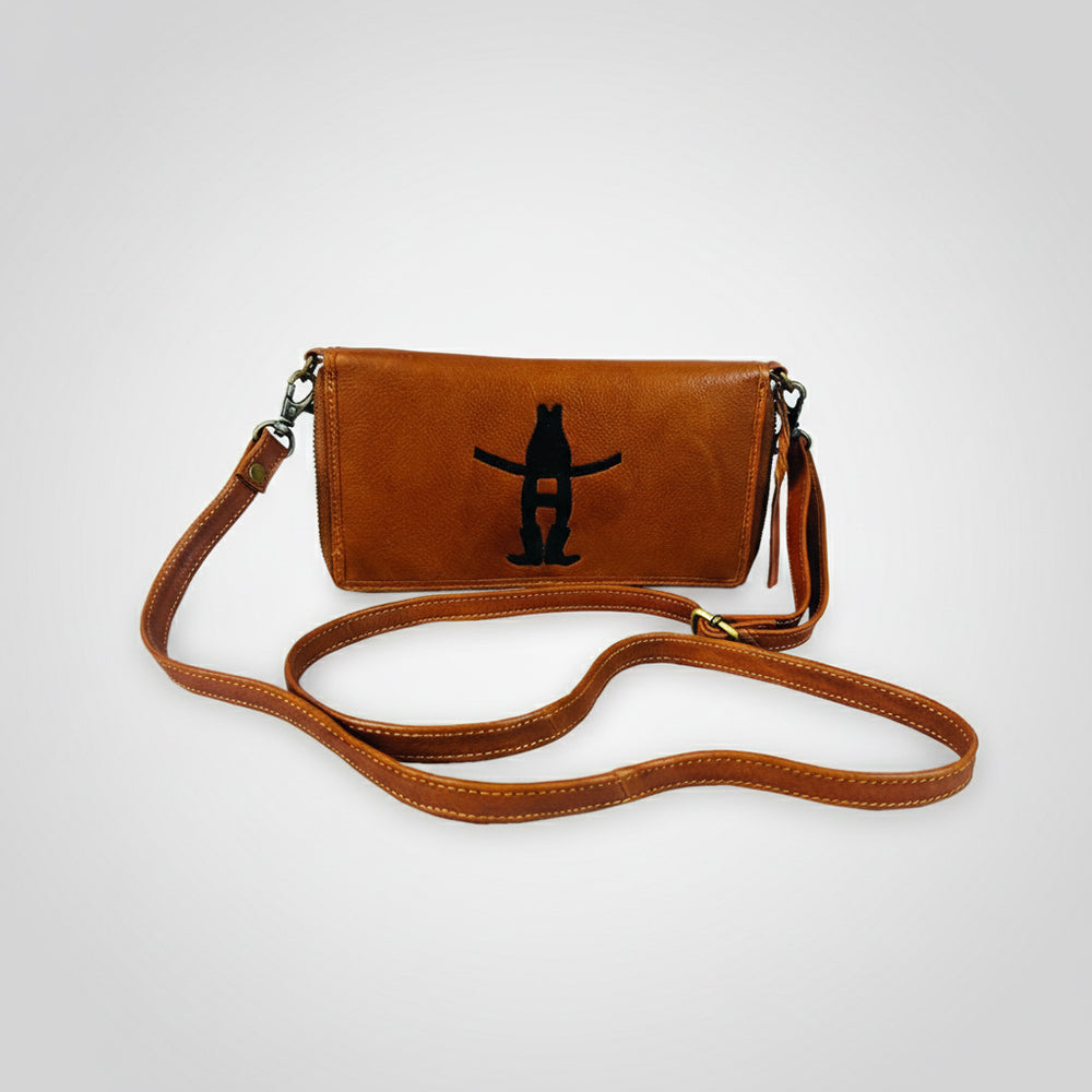 Frontier Rodeo Genuine Leather Black Embroidered organizer Bag