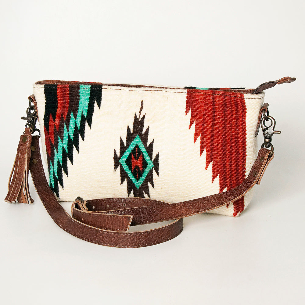 ADBG936 American Darling Western Leather Wristlet Bag with Hand Woven Saddle Blanket