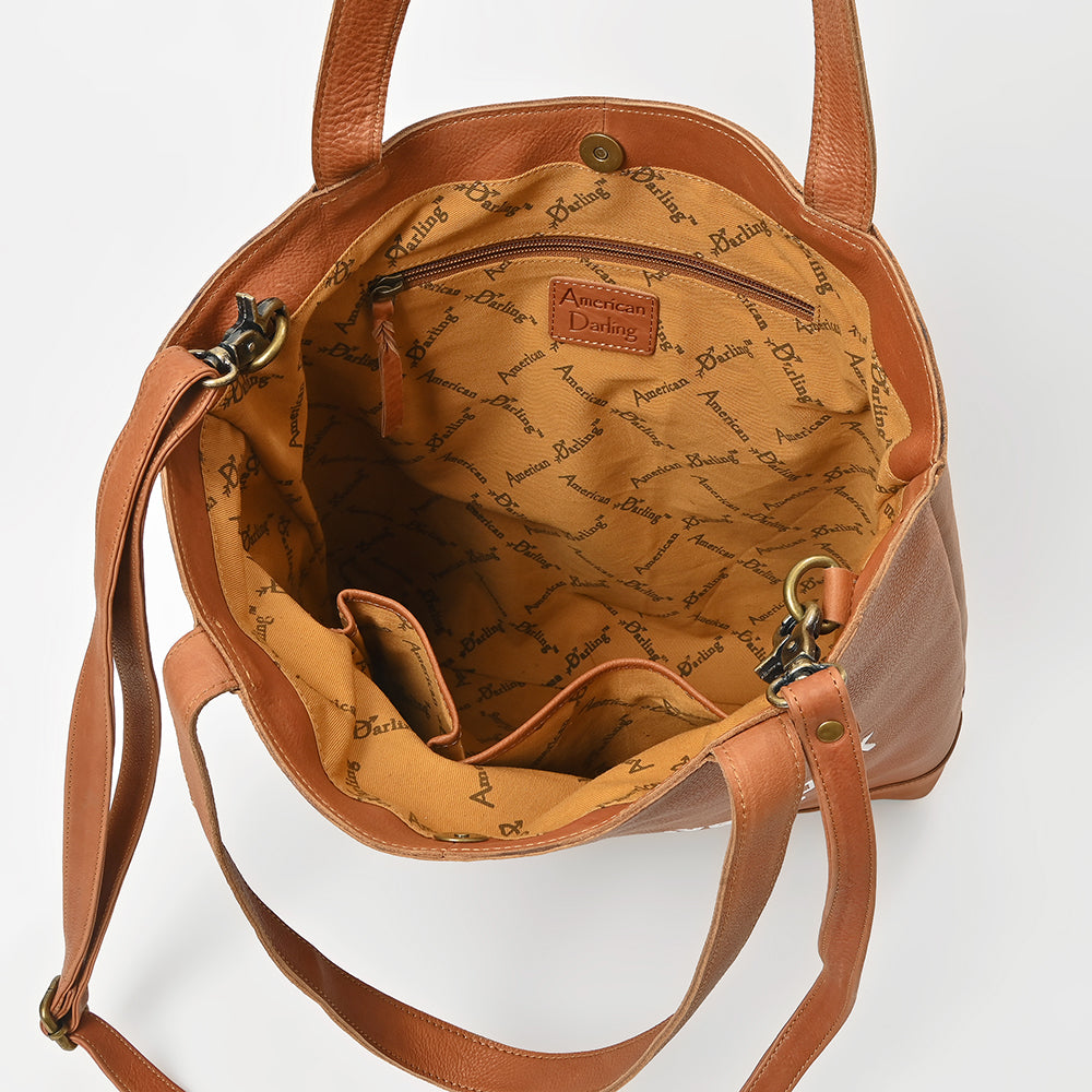 Everyday Rodeo Genuine Leather White Embroidered Tote Bag