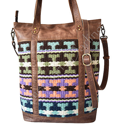 ADBG276 American Darling Tote Bag - Handcrafted Saddle Blanket & Full Grain Western Leather Bag