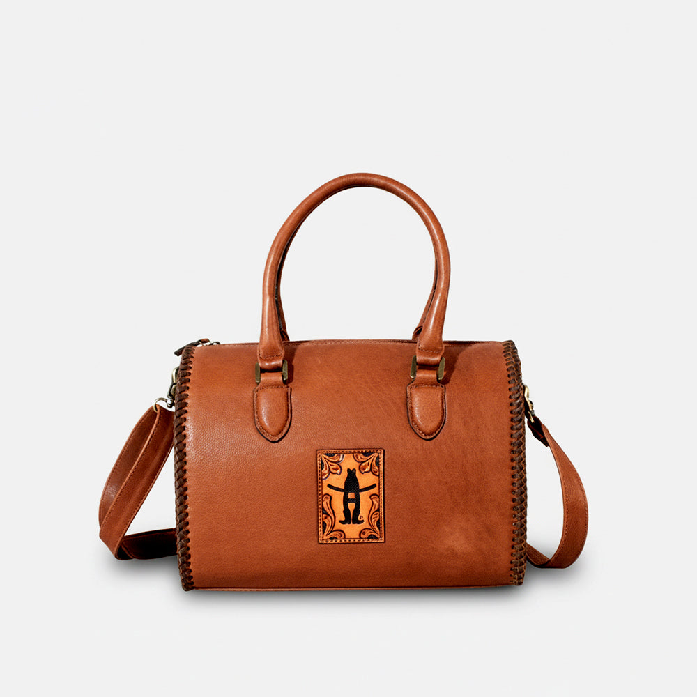 ADBGA1293HLSR American Darling Braided Genuine Leather Speedy Bag with Tooled Detail