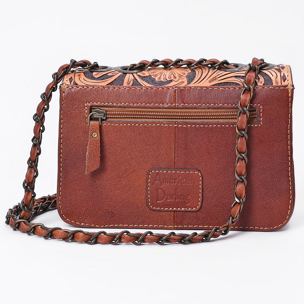 ADBG1808 American Darling Hand Tooled Floral & Genuine Suede Leather Western Cross Body Bag