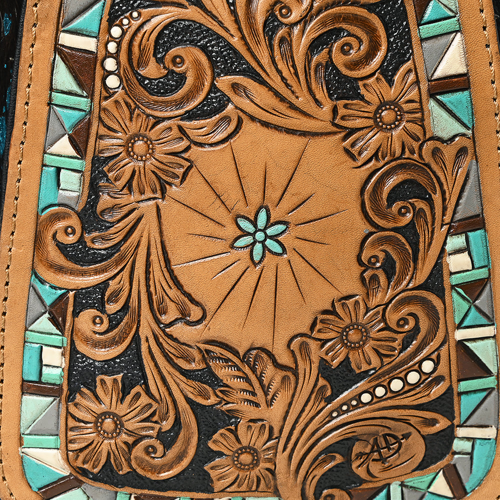 ADBG1146 American Darling Floral Hand Tooled Bag | Hair on Cowhide Sling