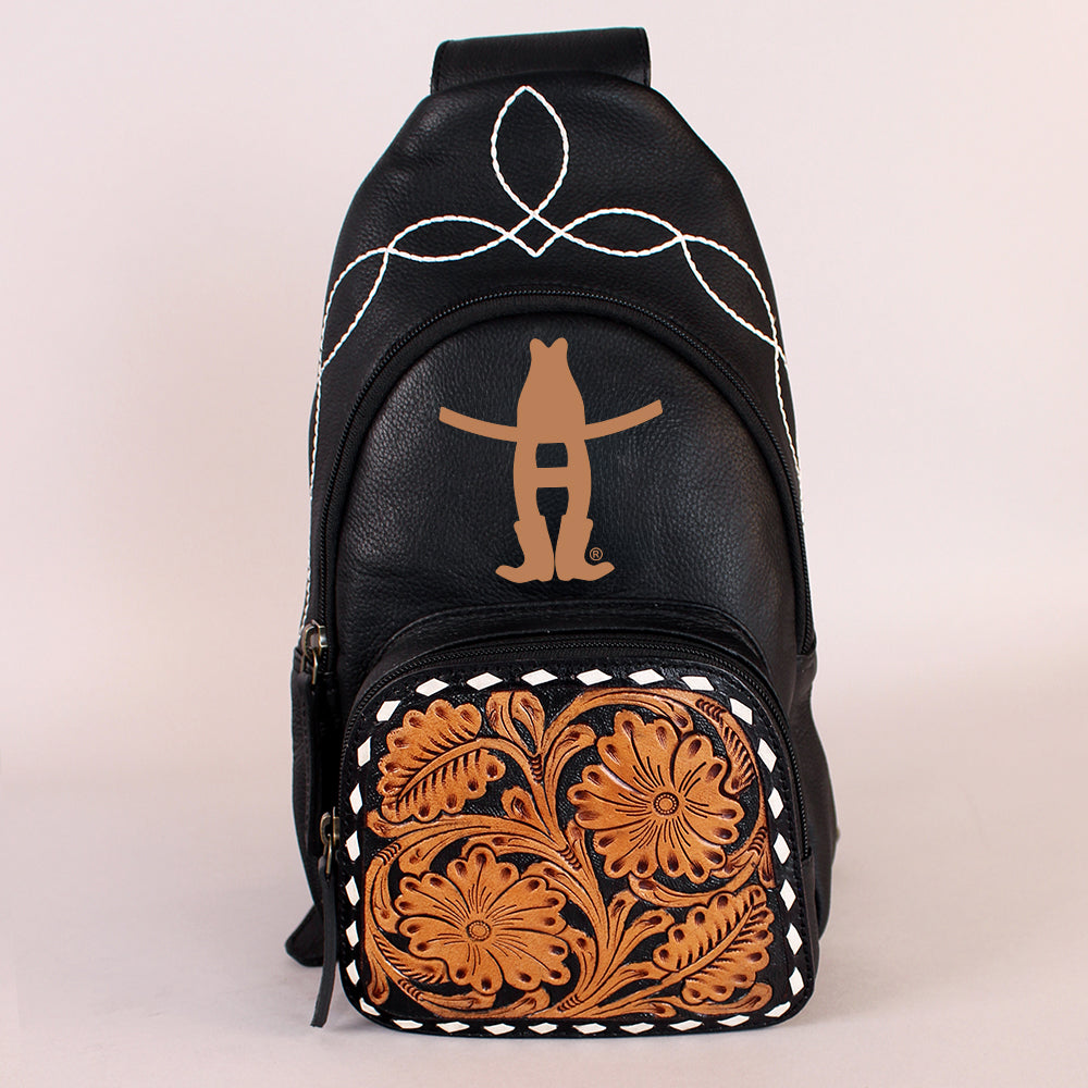Sunset Rodeo Handtooled and Grain Leather Sling Bag