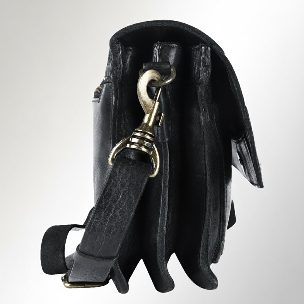 SWC170 Flap-Front Studded Crossbody Bag