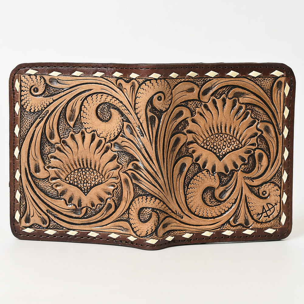 ADBG1249 American Darling Hand-Tooled Western Leather Wallet Bag -Floral Carved Genuine Leather Women Wallet