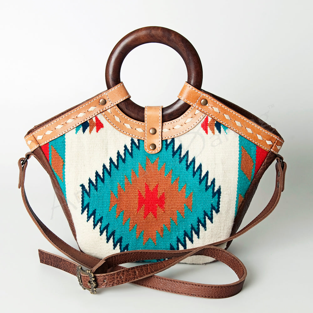 ADBG689C American Darling Handcrafted Western Saddle Blanket Leather Tote Bag