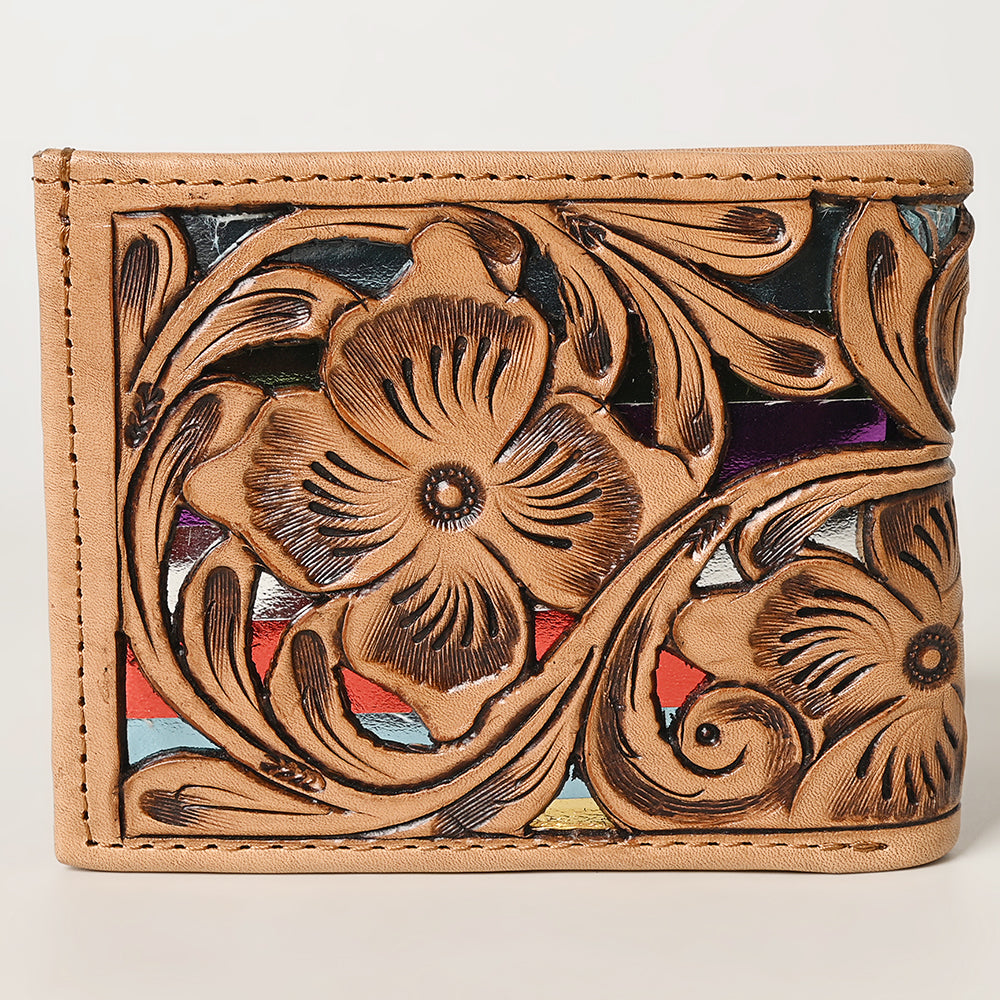 ADBG1236 American Darling Hand Tooled Leather Bifold Wallet -Floral Carved Purse