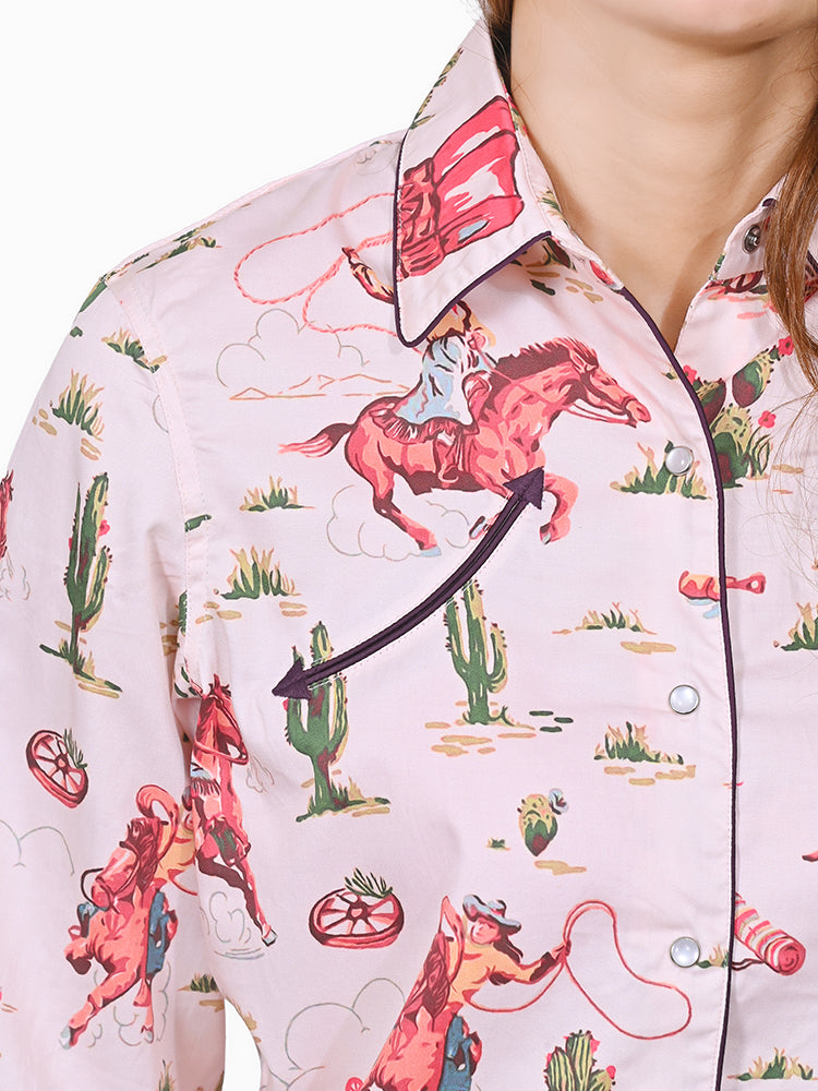 ADSH088 American Darling 100% Satin Cotton Rodeo Theme Country Shirt
