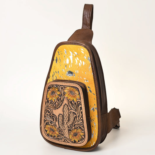 ADBG1146 American Darling Floral Hand Tooled Bag | Hair on Cowhide Sling