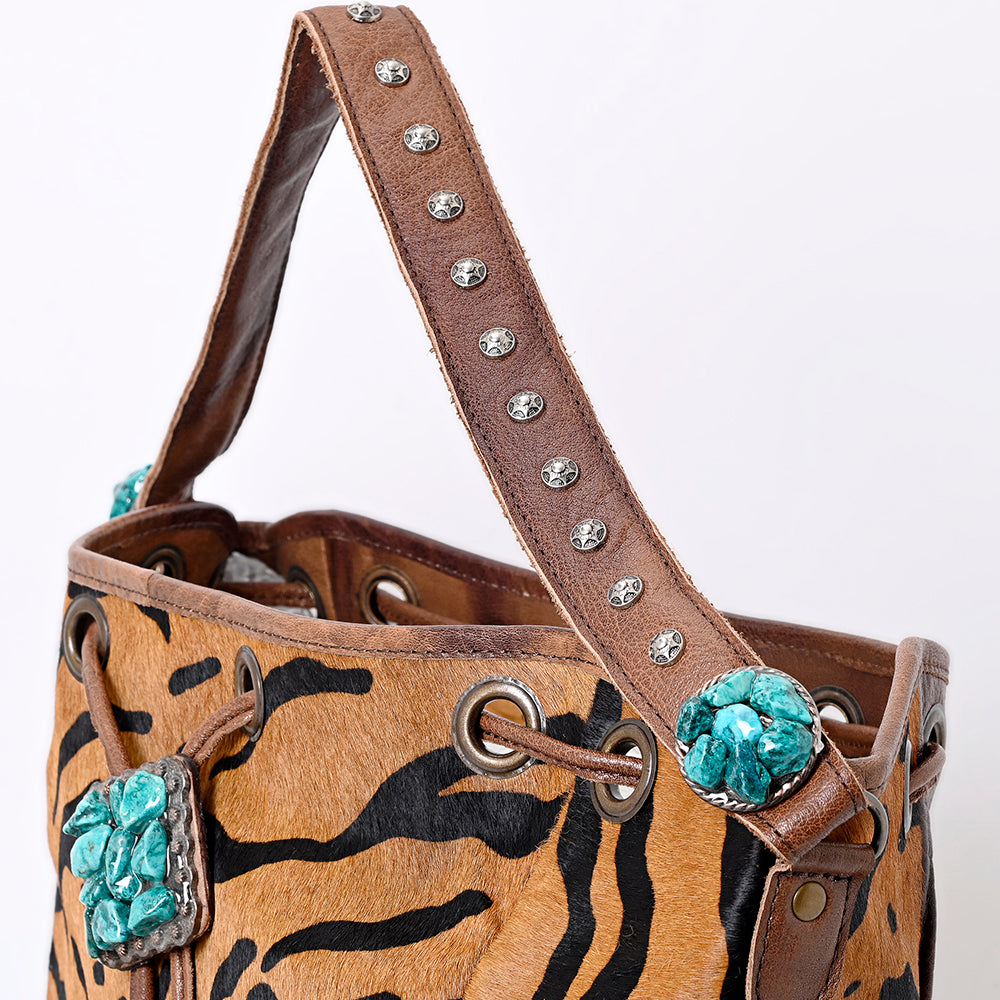 ADBG989 American Darling Hair-On Cowhide Western Leather Hobo Bag with Fringes