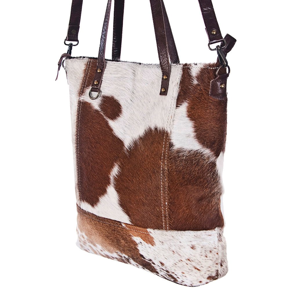 ADBG101 American Darling Hair-On Cowhide Leather Tote Bag Genuine Leather Trim