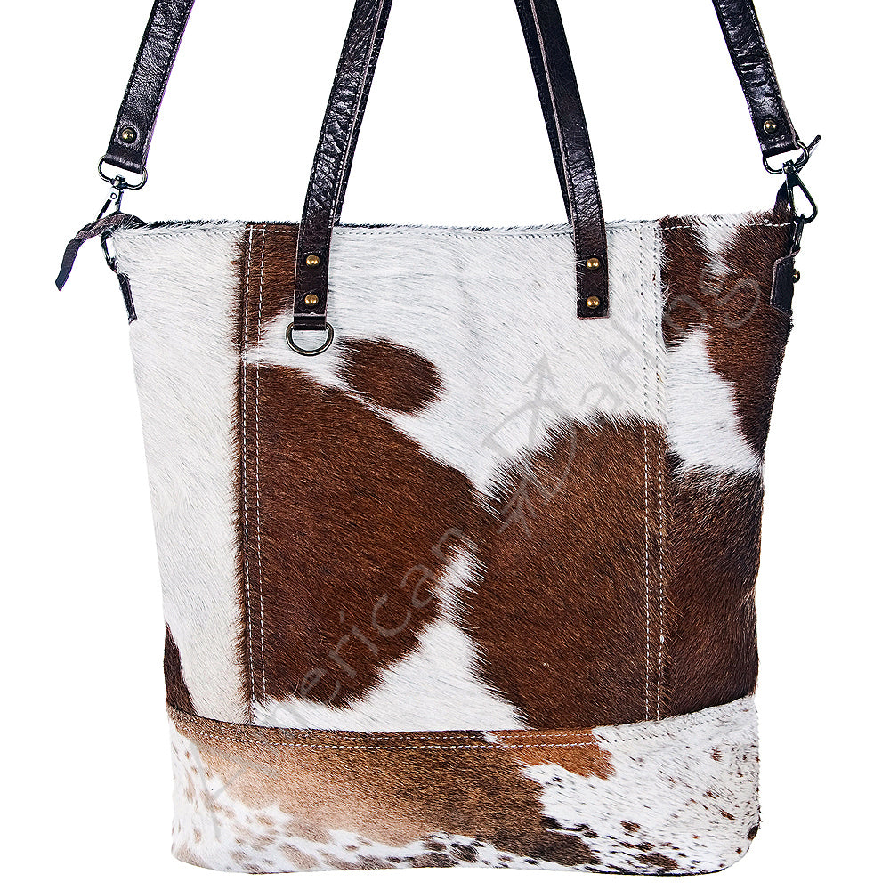 ADBG101 American Darling Hair-On Cowhide Leather Tote Bag Genuine Leather Trim