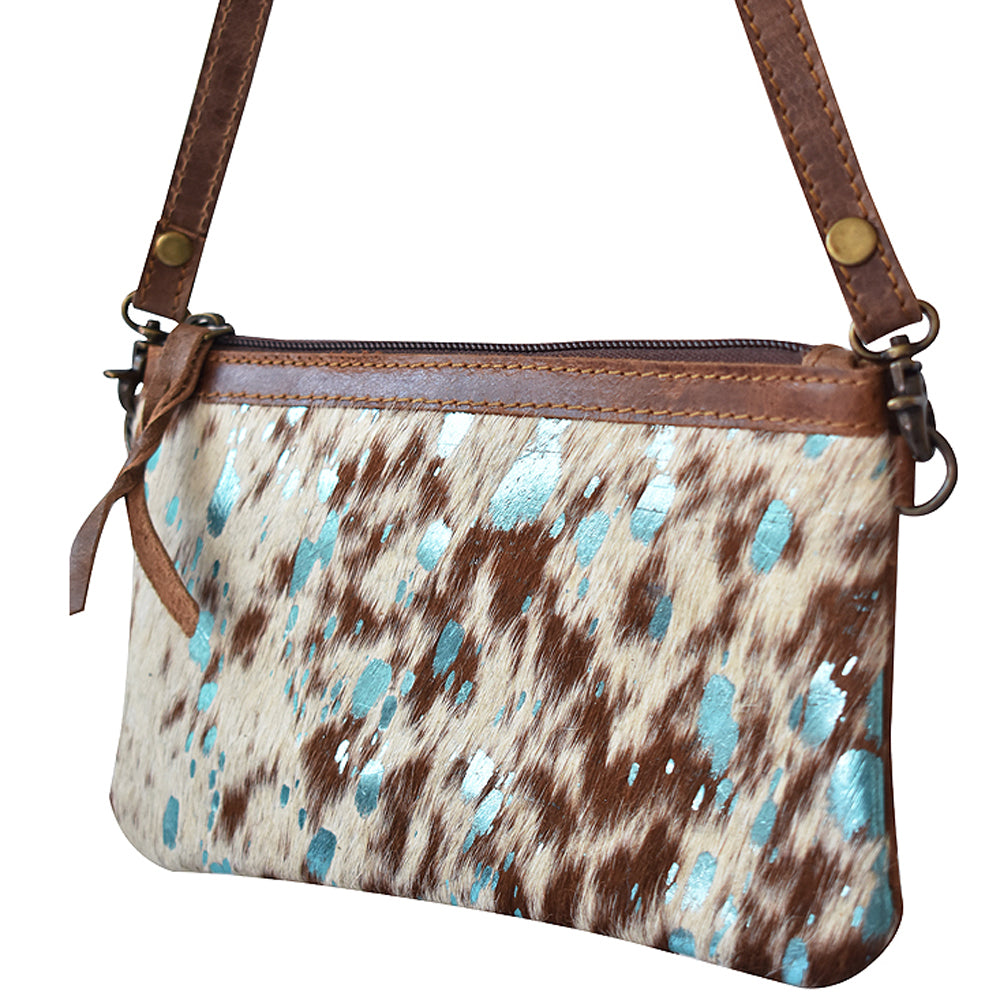 LC-ADBGS142 Hair-On Cowhide Crossbody - Western Fringe Leather Purse