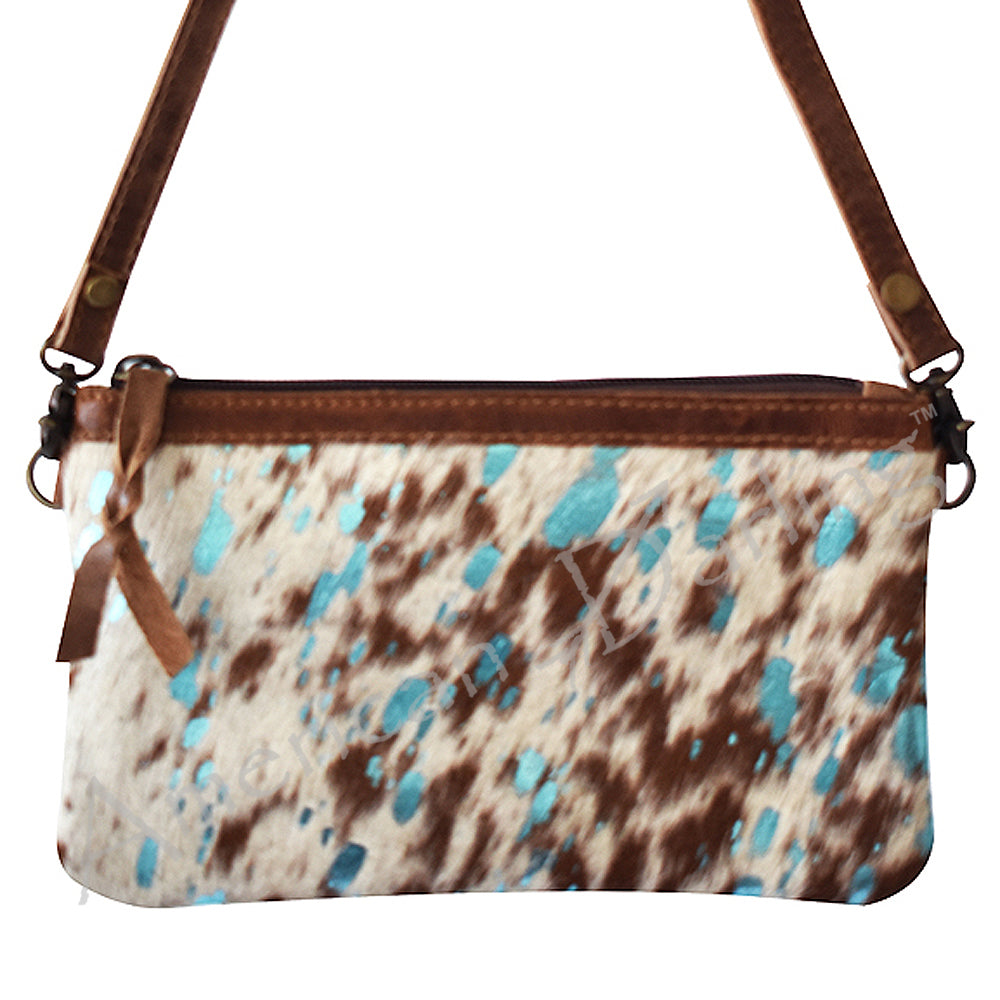 LC-ADBGS142 Hair-On Cowhide Crossbody - Western Fringe Leather Purse