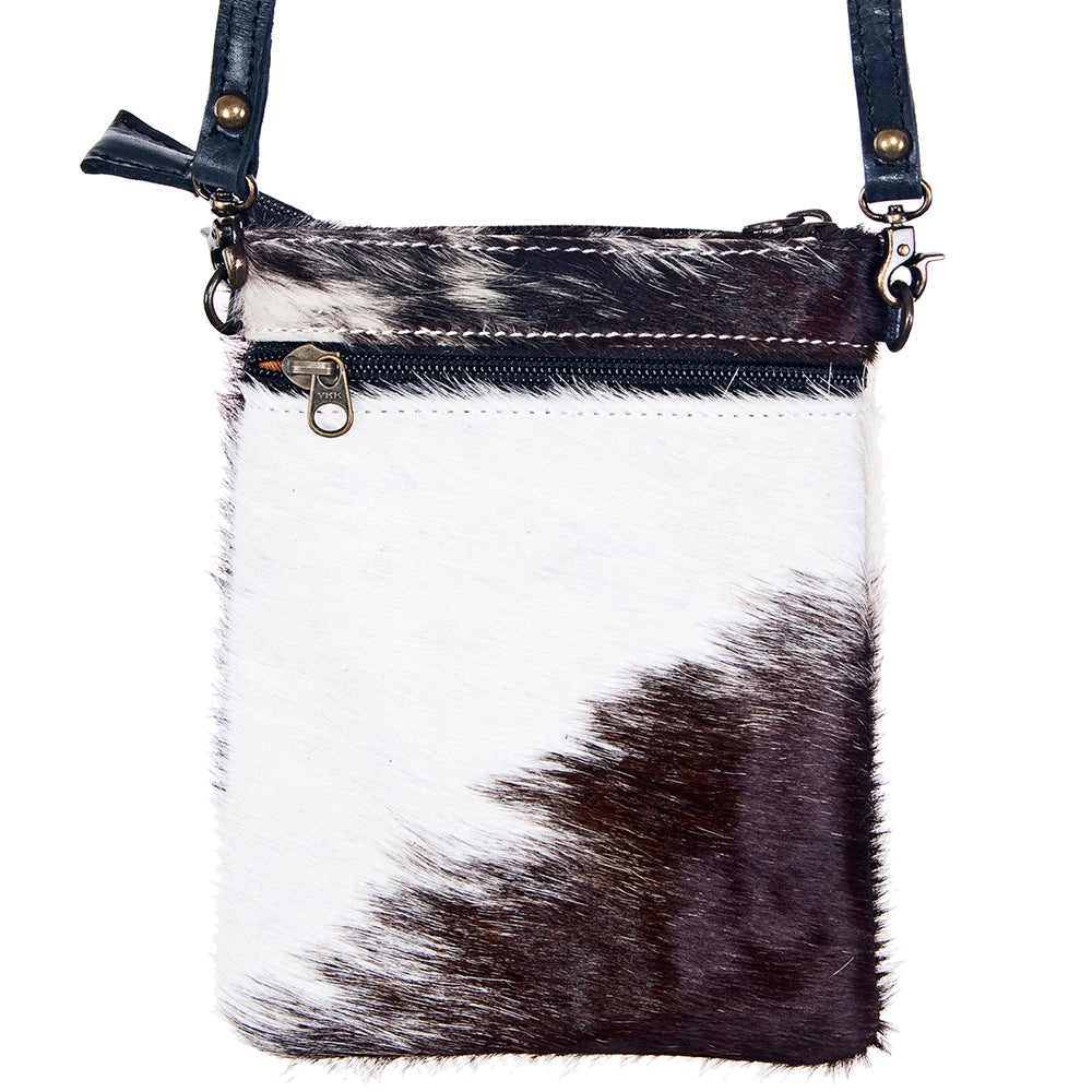 LC-ADBGS153BKW Black & White Hair-On Hide Chaps Bag - Genuine Leather Western Purse