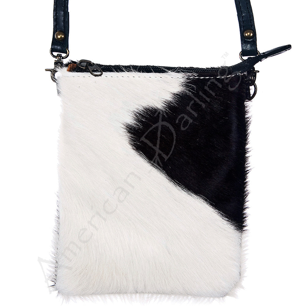 LC-ADBGS153BKW Black & White Hair-On Hide Chaps Bag - Genuine Leather Western Purse