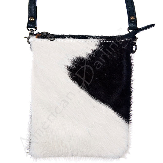 LC-ADBGS153BKW Black & White Hair-On Hide Chaps Bag - Genuine Leather Western Purse