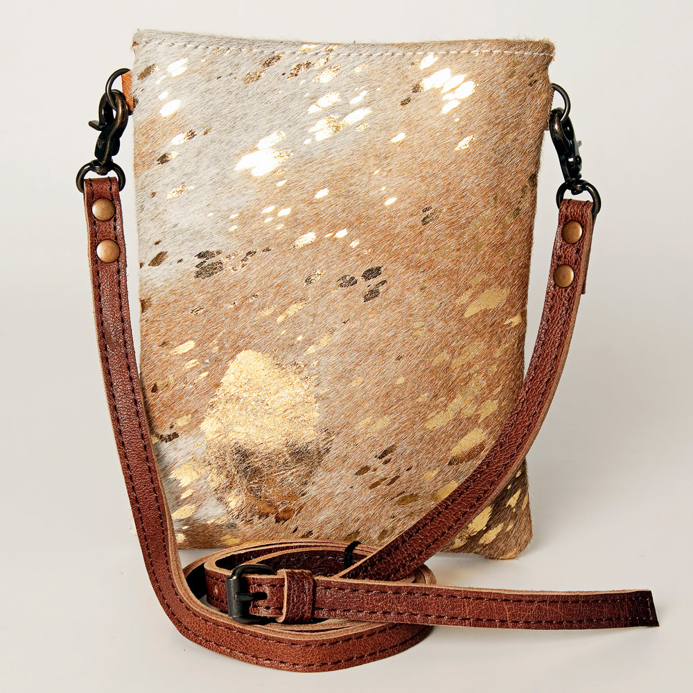 LC-ADBGS153ACGO Gold Speckled Hair-On Hide Chaps Bag - Western Leather Accent