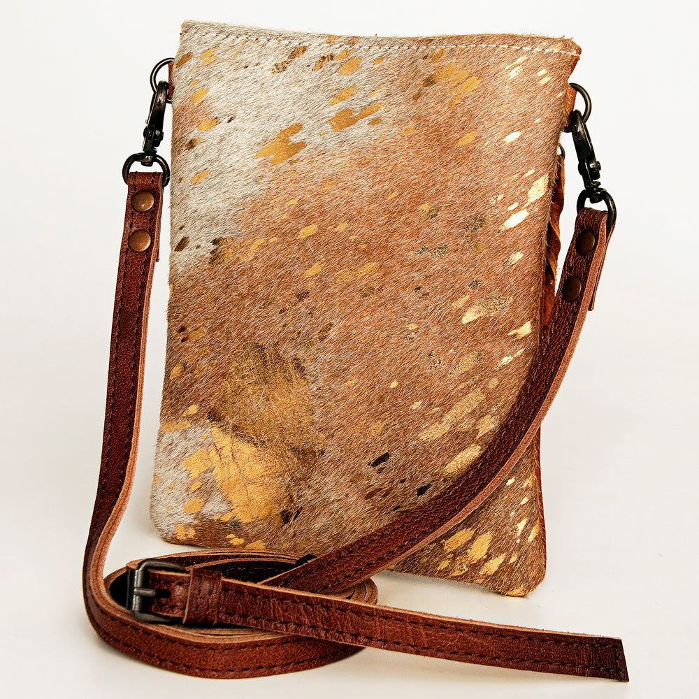 LC-ADBGS153ACGO Gold Speckled Hair-On Hide Chaps Bag - Western Leather Accent