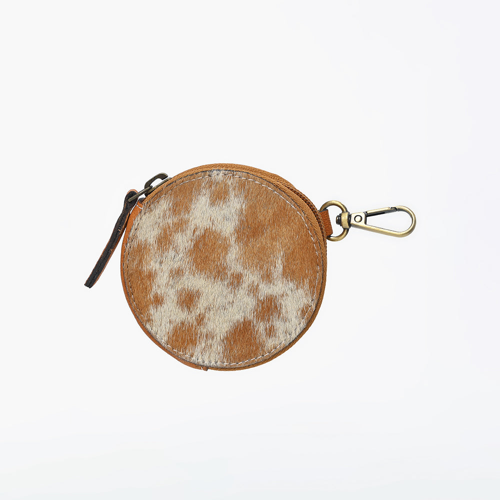 ADCHA120 American Darling Genuine Leather Hair-on-Hide Round Coin Purse Clip