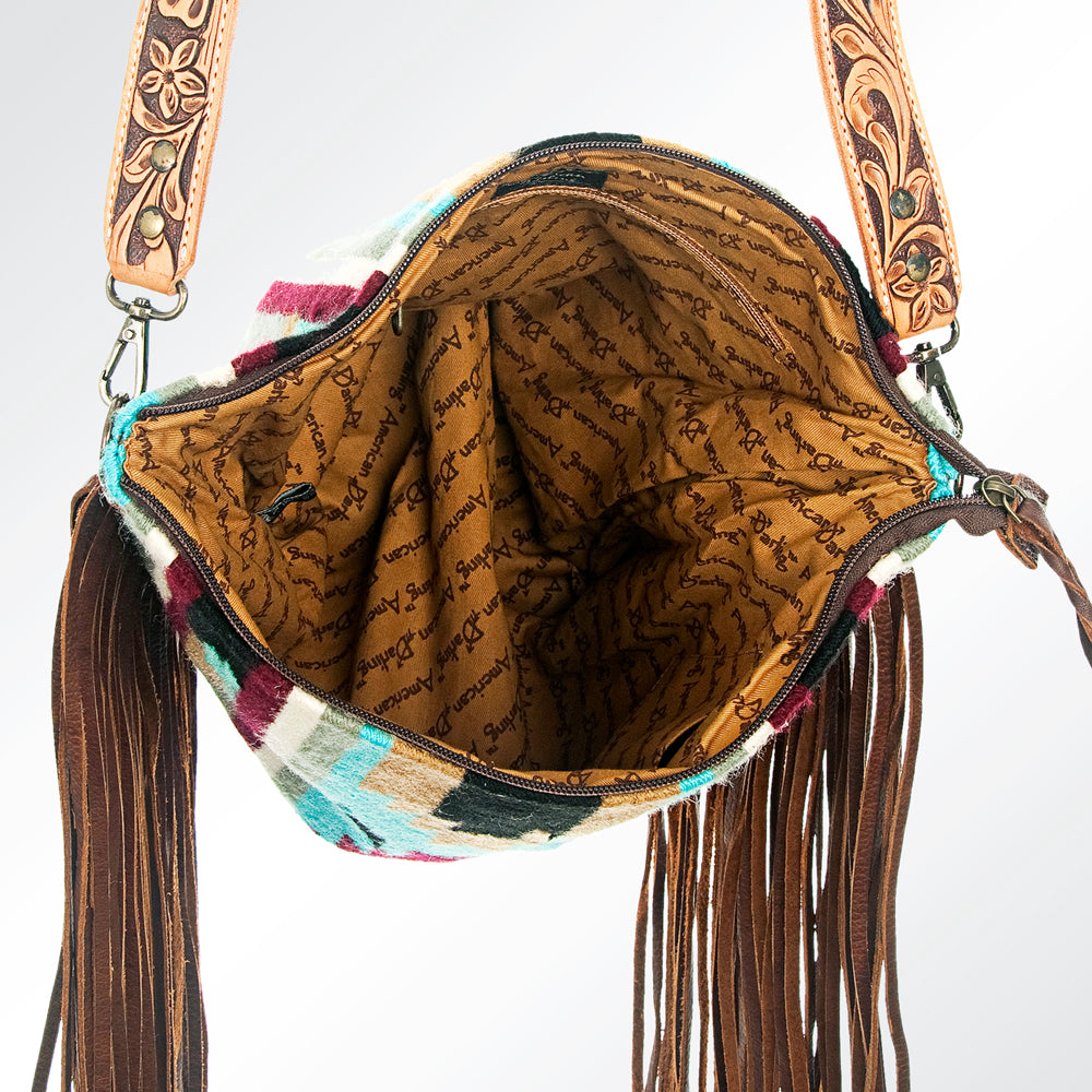 ADBG208 American Darling Western Signature Crossbody Bag with Hand-Tooled Strap and Saddle Blanket