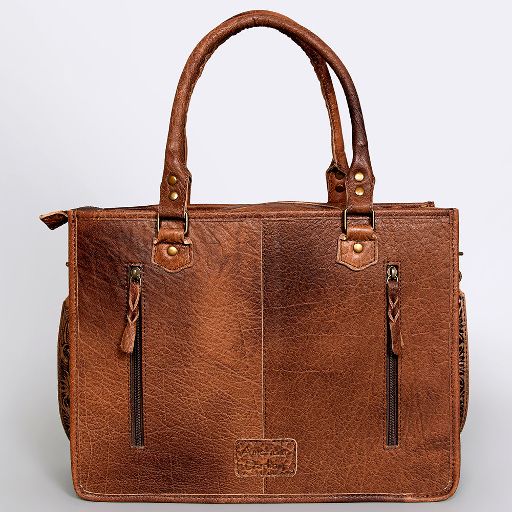 ADBG230 American Darling Western Tote Bag - Handcrafted Hair-On Cowhide & Hand-Tooled Leather