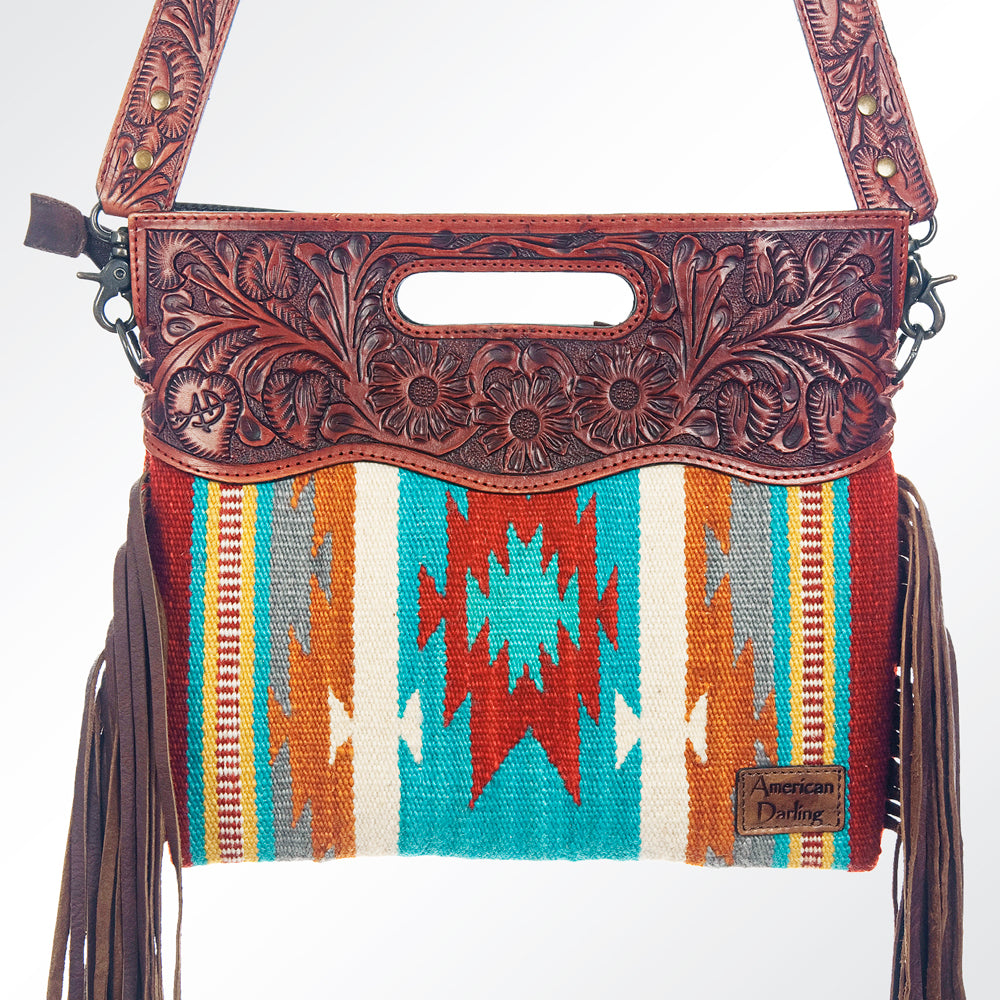 ADBG250 American Darling Signature Cross body Bag - Hand Tooled Floral Leather & Saddle Blanket