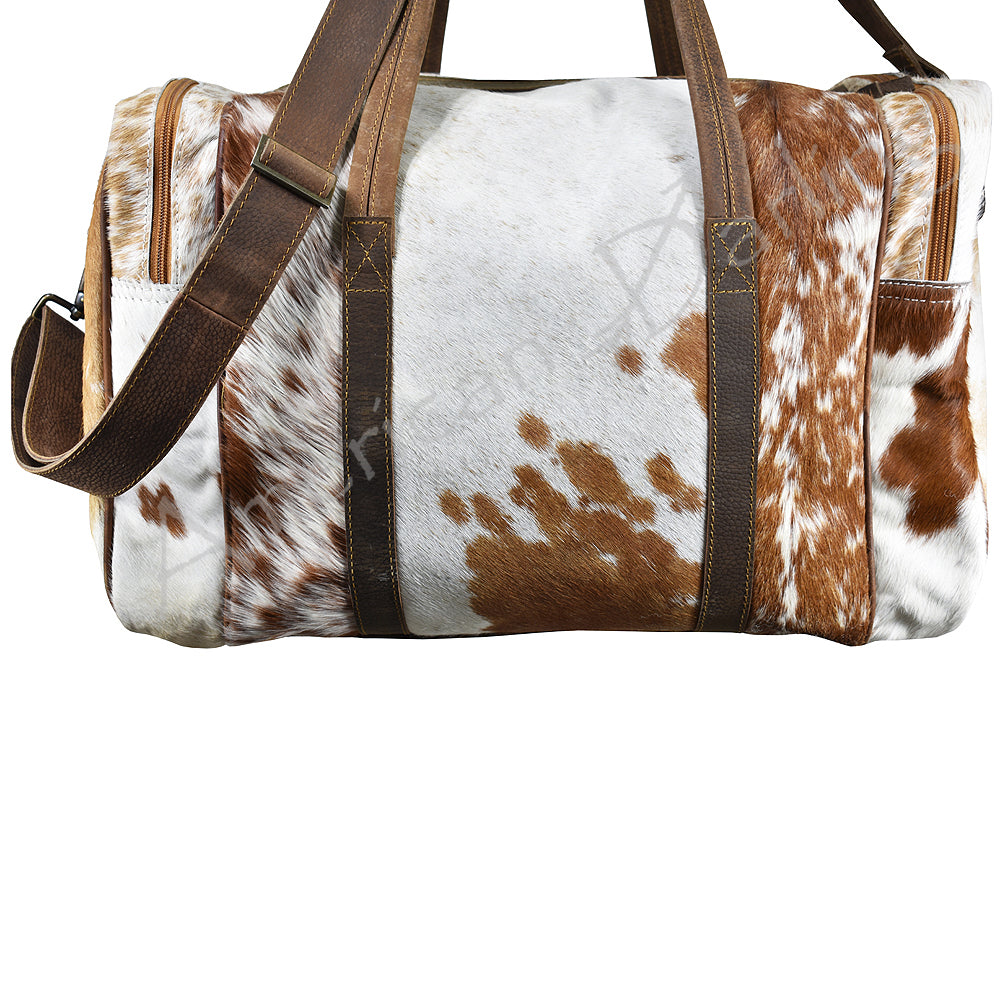 ADBG254 American Darling Duffel Bag - Handcrafted Hair-On Cowhide & Genuine Leather Travel Bag