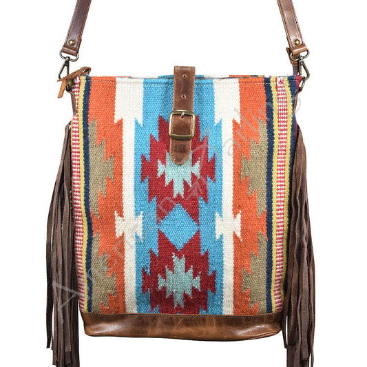 ADBG269 American Darling Large Cross Body Bag - Handcrafted Saddle Blanket & Western Leather Purse
