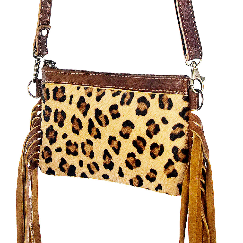 ADBGS142 Mini Crossbody - Hair-On Leather Fringe Bag with Removable Strap