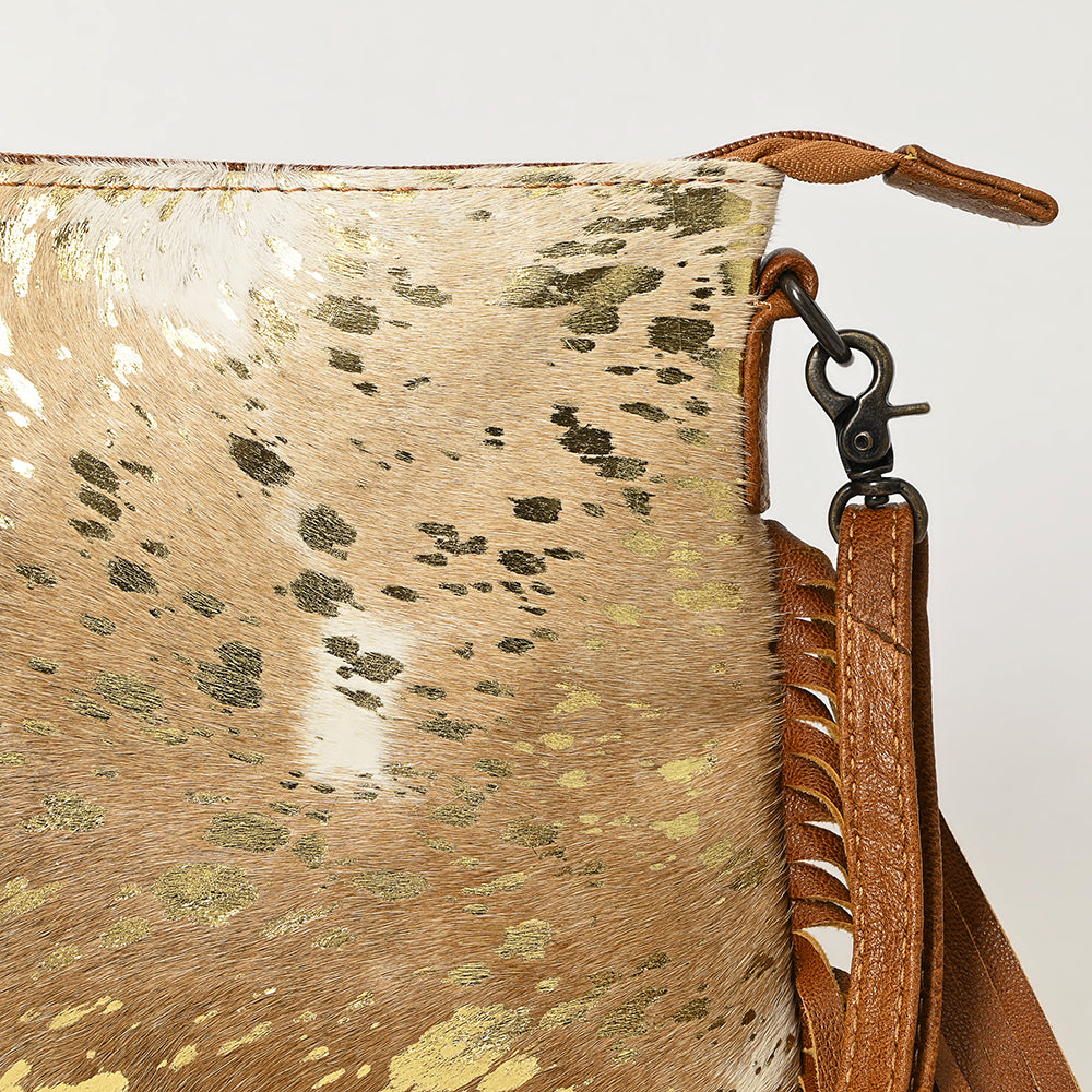 ADBG109 American Darling Hair-On Cowhide Leather Western Small Crossbody Bag with Fringes