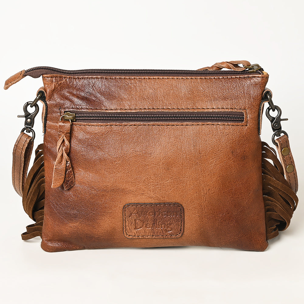 ADBG109 American Darling Hair-On Cowhide Western Crossbody Bag with Leather Fringe Detail