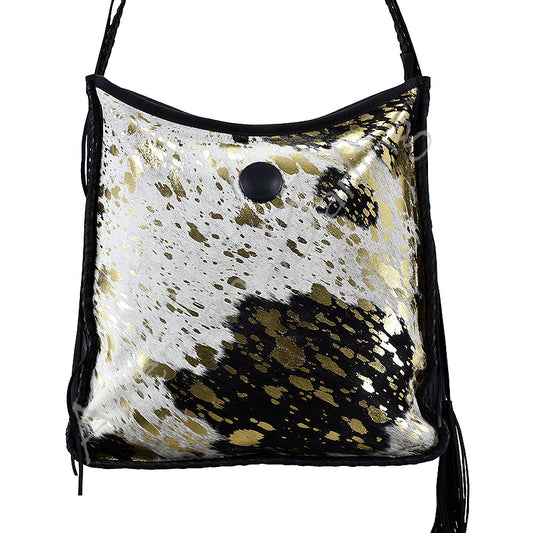 ADBG115 American Darling Hair-On Cowhide Crossbody Bag -Western Fringe Purse