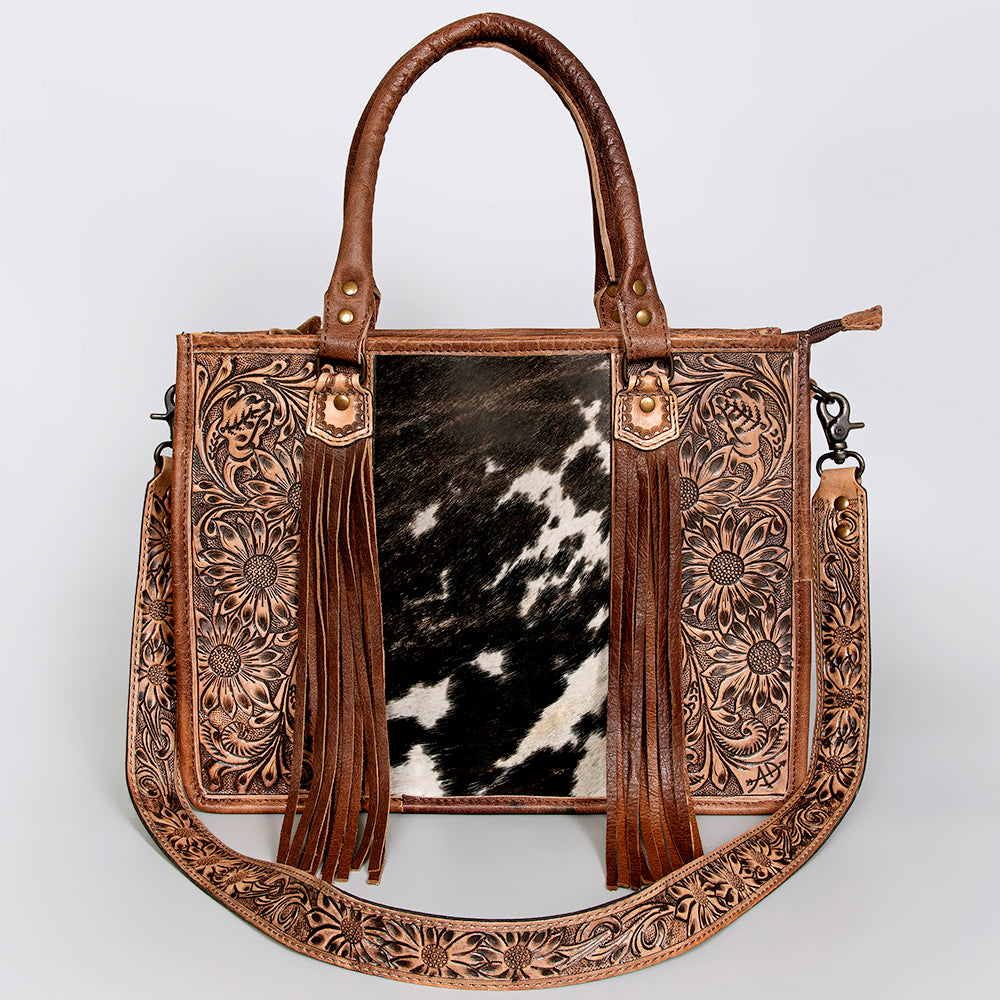 ADBG230 American Darling Western Tote Bag - Handcrafted Hair-On Cowhide & Hand-Tooled Leather