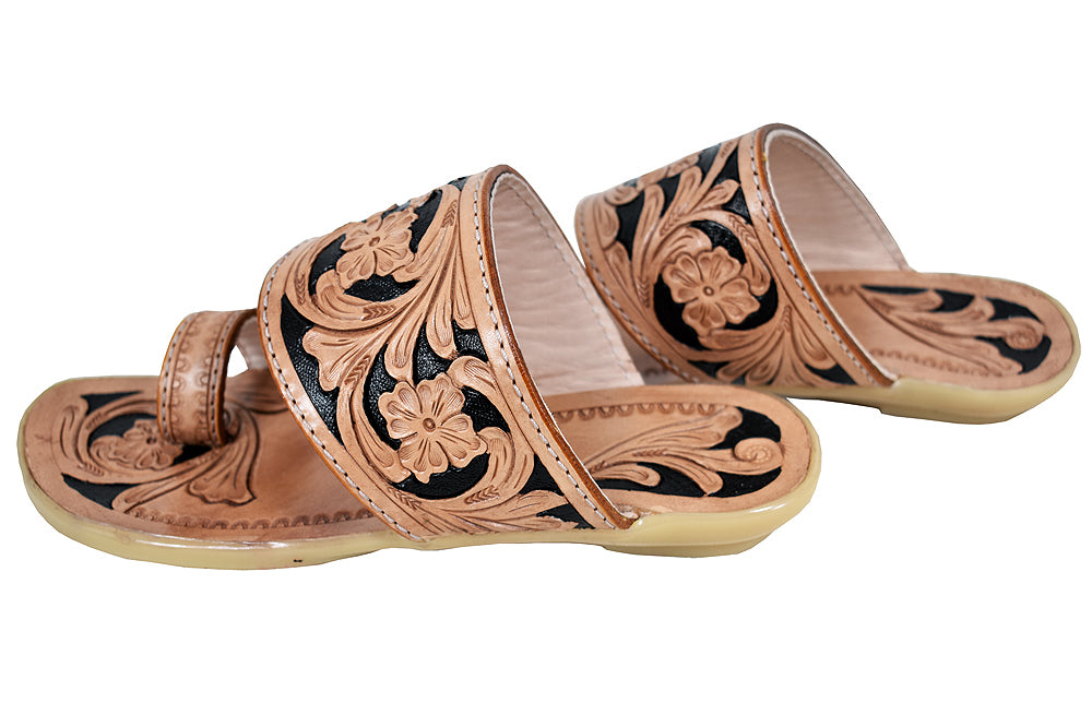 ADSL104 Hand Tooled Genuine Western Leather Sliper