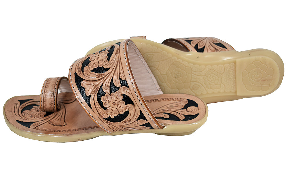 ADSL104 Hand Tooled Genuine Western Leather Sliper