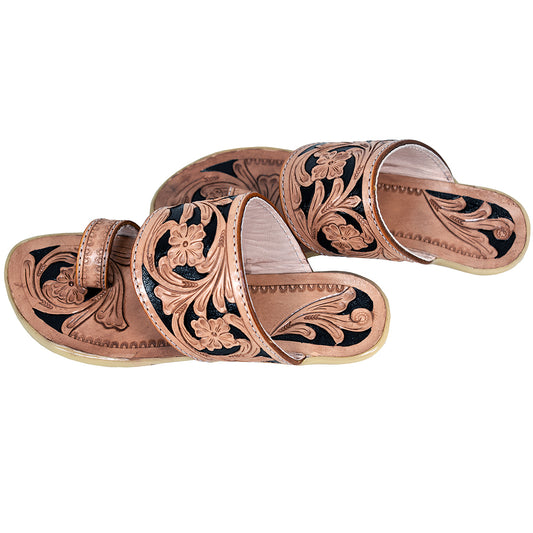 ADSL104 Hand Tooled Genuine Western Leather Sliper