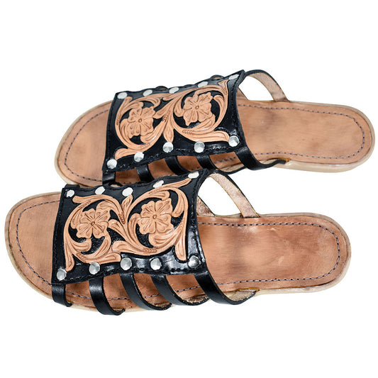 ADSL106 Hand Tooled Genuine Western Leather Sliper