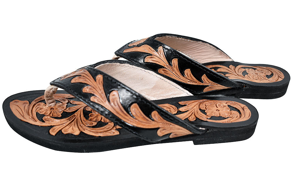 ADSL107 Hand Tooled Genuine Western Leather Sliper